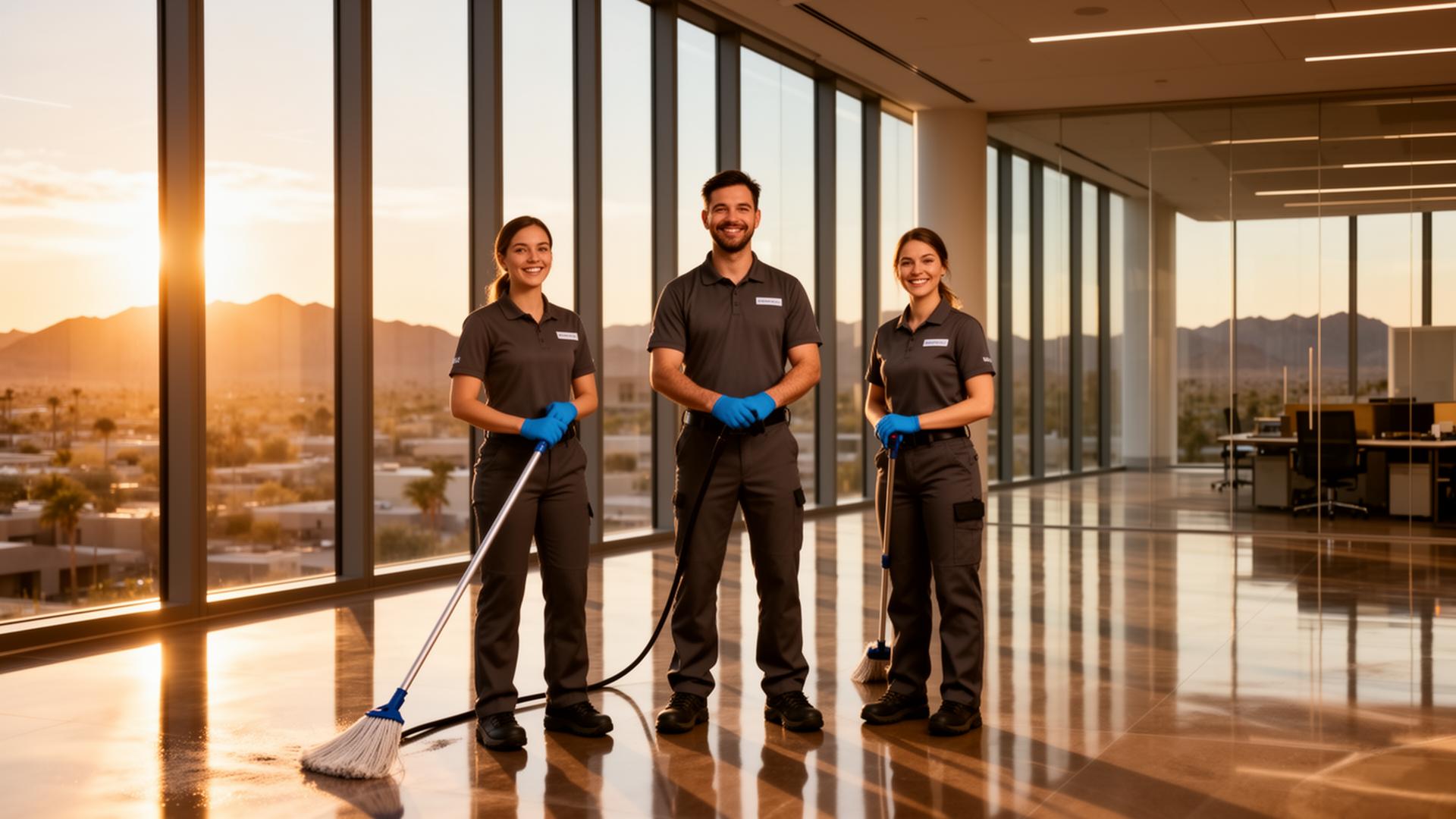 Anago commercial cleaning team in a modern Phoenix office